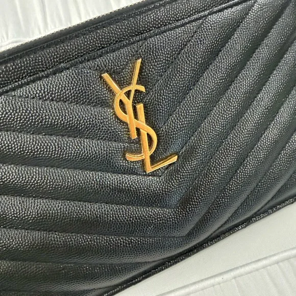 Yves Saint Laurent Black Quilted Wristlet. AUTHENTIC! - Picture 2 of 15